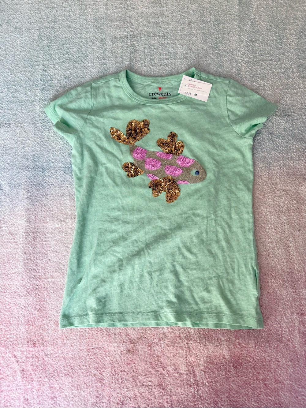 Crewcuts Green Sequin Koi Fish Top - Size Medium (8-10) - NWT